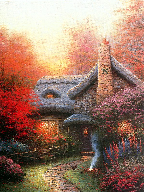 (image for) Handmade oil painting Copy paintings of famous artists Thomas Kinkade's painting, NO.119